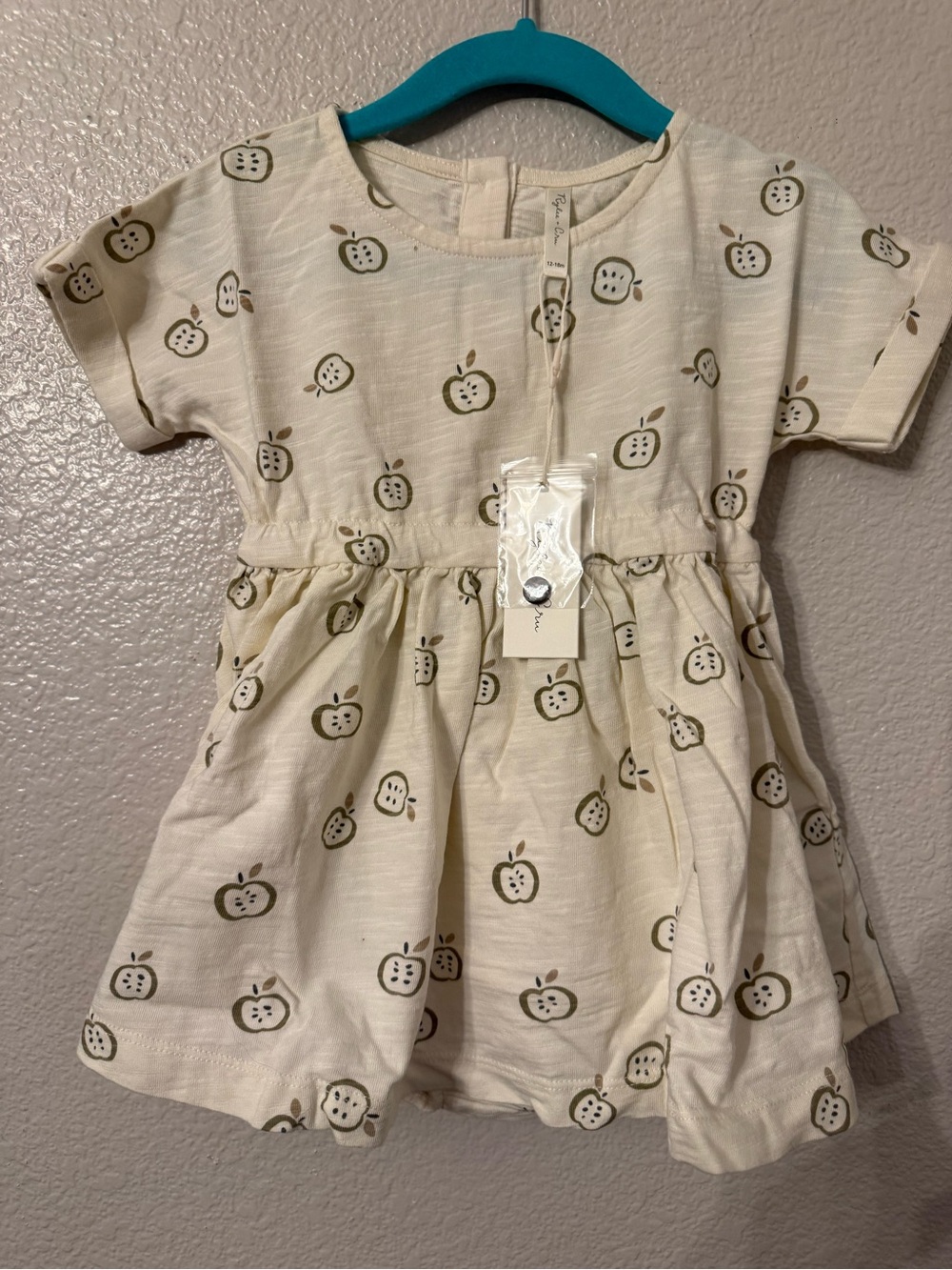 Rylee + Cru Cream Dress with Olive Apple Print